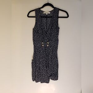 Row A Double Breasted Romper Floral Black White XS NWT